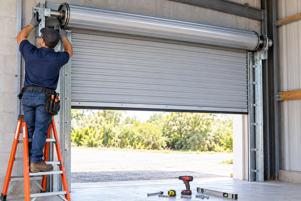 How to Install a Roll Up Garage Door during guide and curtain installation