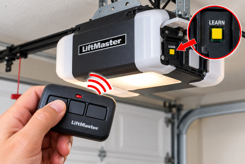 LiftMaster remote programming with garage door opener Learn button