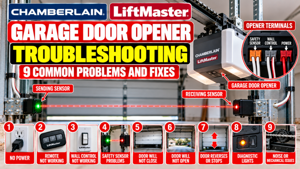 Chamberlain LiftMaster garage door opener troubleshooting