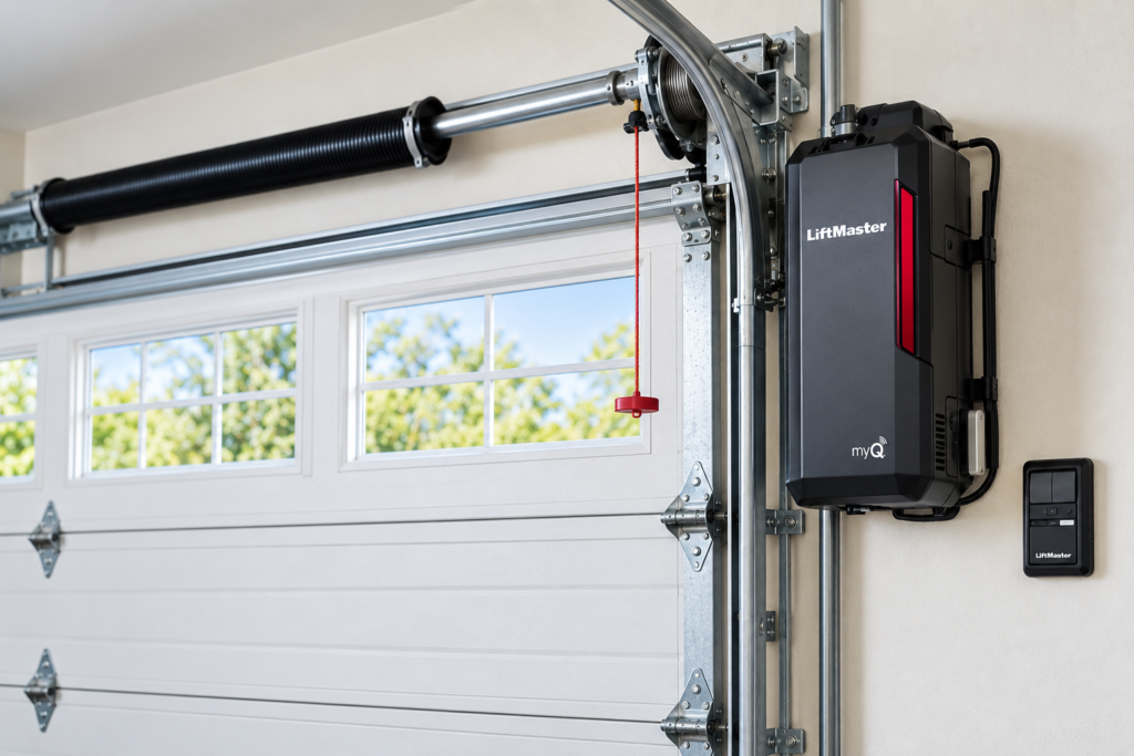 what is a jackshaft garage door opener installed beside a residential garage door